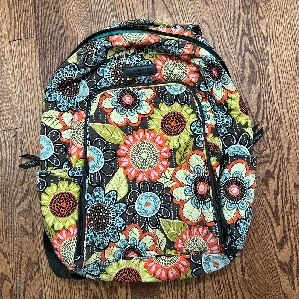 Vera Bradley Flower Shower Large Laptop Backpack EUC
